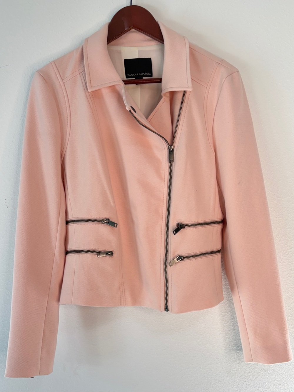 Banana Republic Pink Moto Jacket Blazer Size 12 Preppy Business Casual Feminine